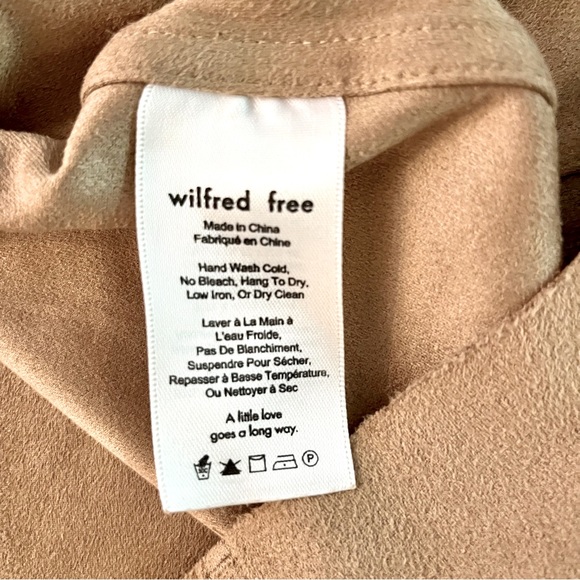 Aritzia Wilfred Free Centinela Snap Front, Vegan Suede, Tan, A-Line Mini Skirt - Picture 7 of 7